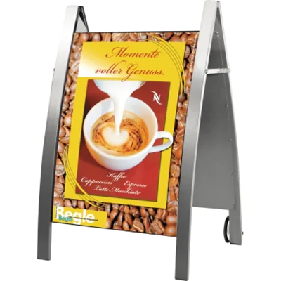 Kerkmann Plakatständer Boston 6898 72x115x70cm fahrbar Stahl silber