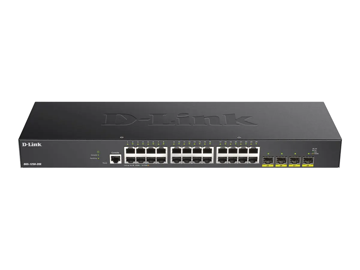 D-Link DGS 1250-28X - Switch - L3 Lite - Smart - 24 x 10/100/1000 + 4 x 10 Gigabit SFP+ - an Rack montierbar