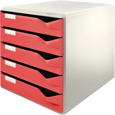 Leitz Schubladenbox 52800025 DIN A4 5Schubfächer lichtgr/rt