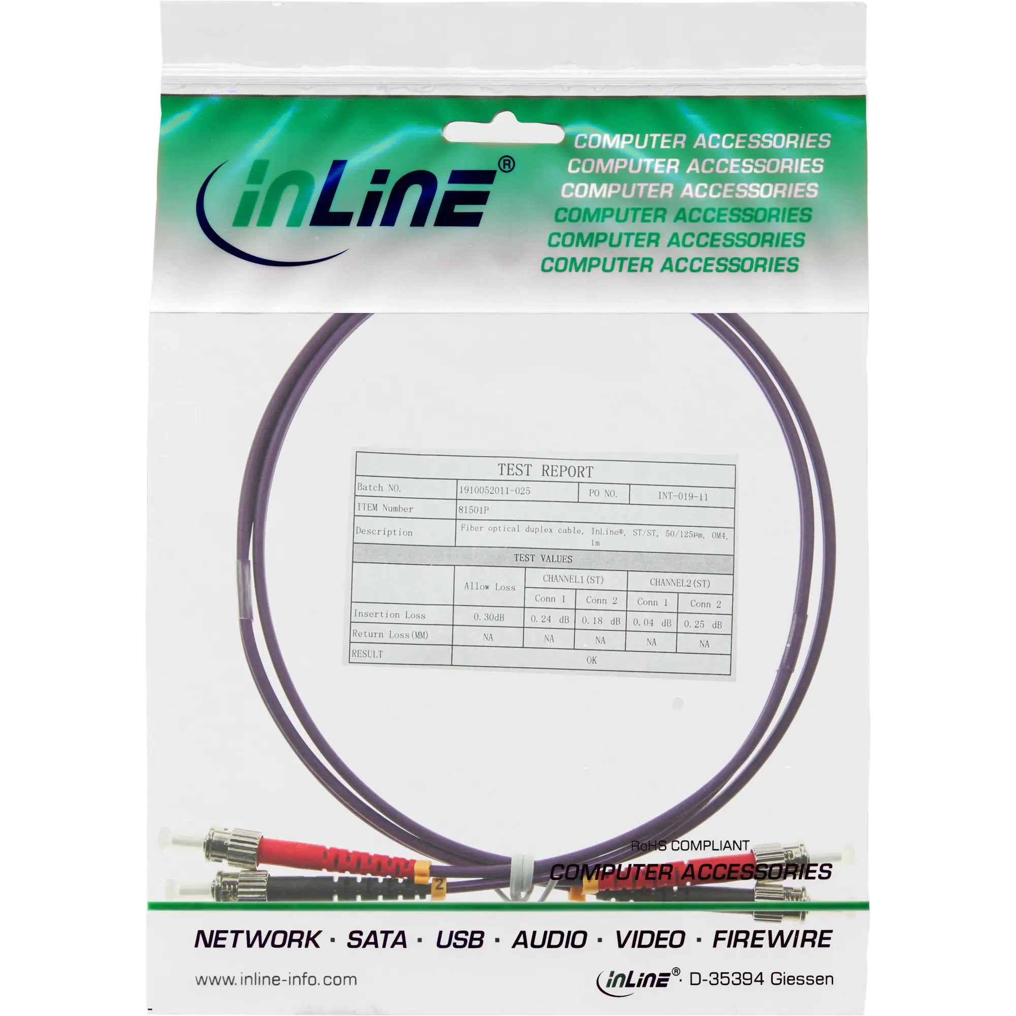 InLine LWL Duplex Kabel - ST/ST - 50/125µm - OM4 - 15m 81515P
