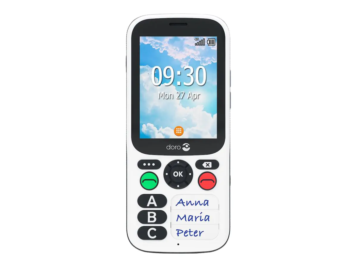 DORO HandleEasy - 4G Smartphone / Interner Speicher 8 GB - microSD slot - 4.5" - 854 x 480 Pixel - rear camera 5 MP - front camera - Schwarz