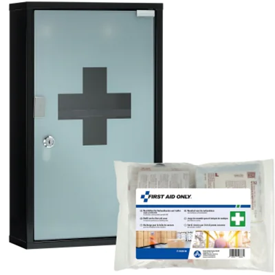 FIRST AID ONLY Verbandschrank gefüllt DIN 13157 Metall, lackiert schwarz