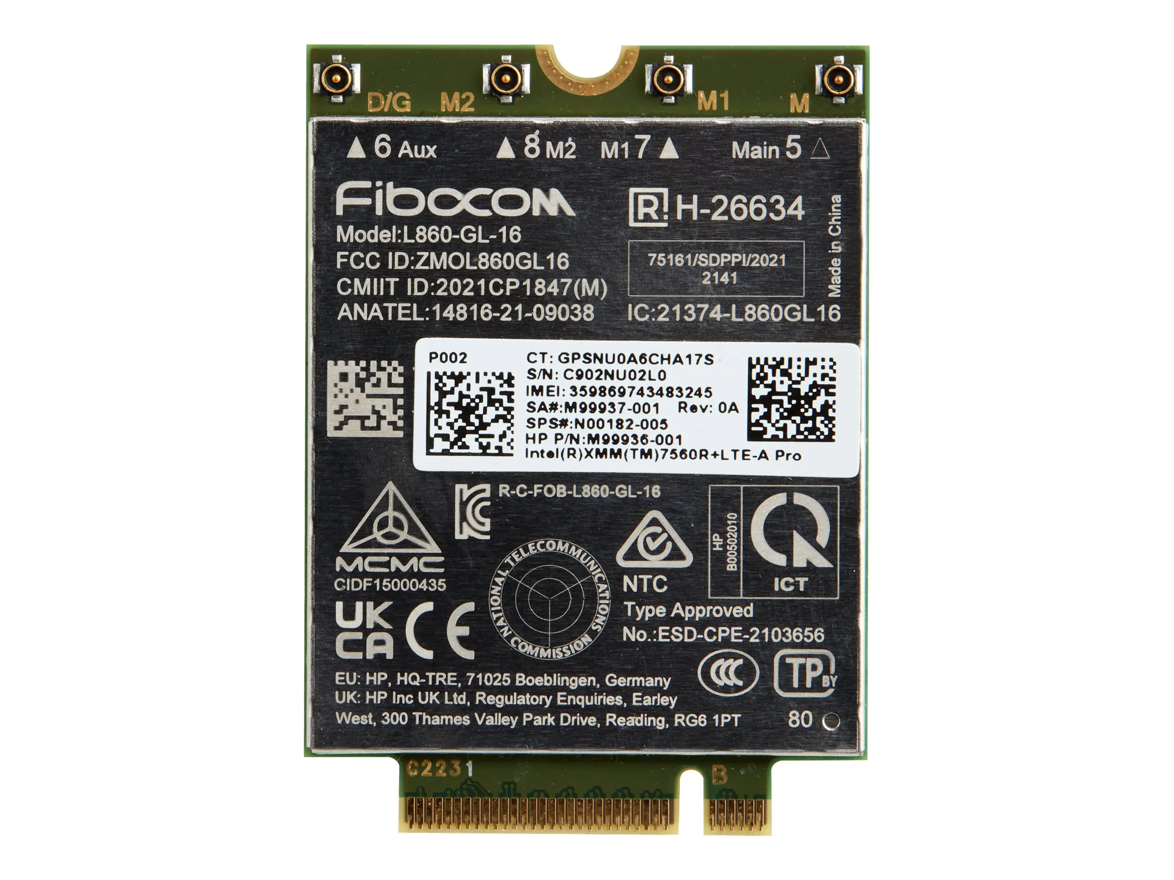 Intel XMM 7560 R+ - Drahtloses Mobilfunkmodem - 4G LTE Advanced Pro - M.2 Card - 150 Mbps - für EliteBook 64X G10, 65X G10, 83X G10, 84X G10, 86X G10