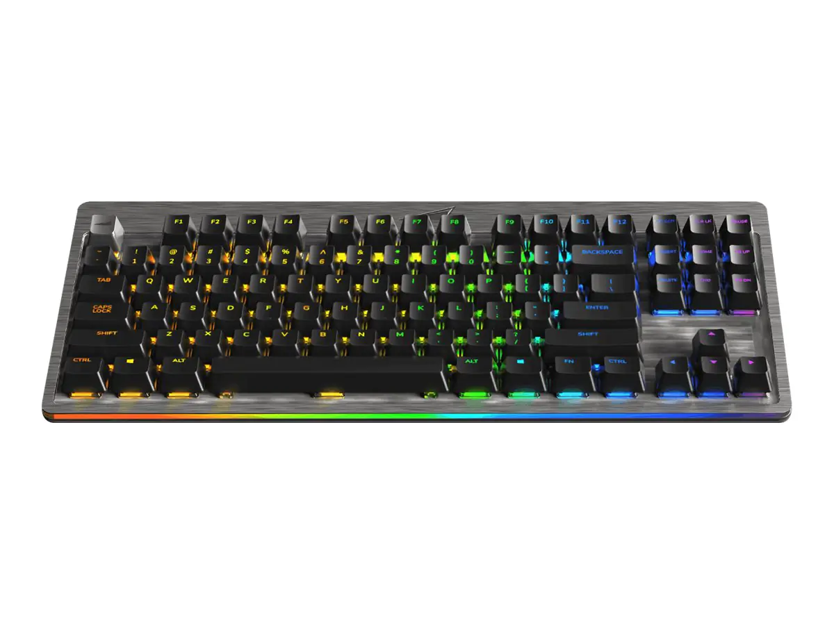 Mountain Everest Core - Tastatur - mit Mediendock - Hintergrundbeleuchtung - USB-C - QWERTZ - Deutsch - Tastenschalter: CHERRY MX Speed Silver - gunmetal-grau