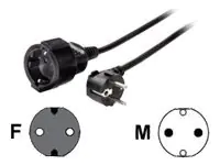 Hama Profi - Spannungsversorgungs-Verlängerungskabel - CEE 7/7 (W) zu CEE 7/7 (M) - 10 m - geformt - Schwarz