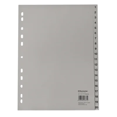 Soennecken Register 1617 DIN A4 1-20 volle Höhe PP grau