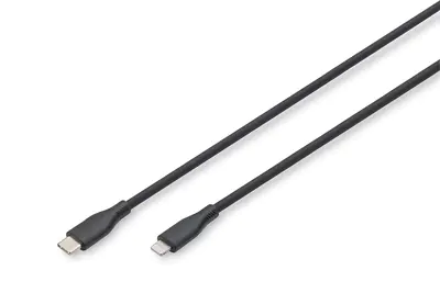DIGITUS USB Silicone charging cable USB-C - Lightning 1m 2.0 60W black - Kabel - Digital/Daten