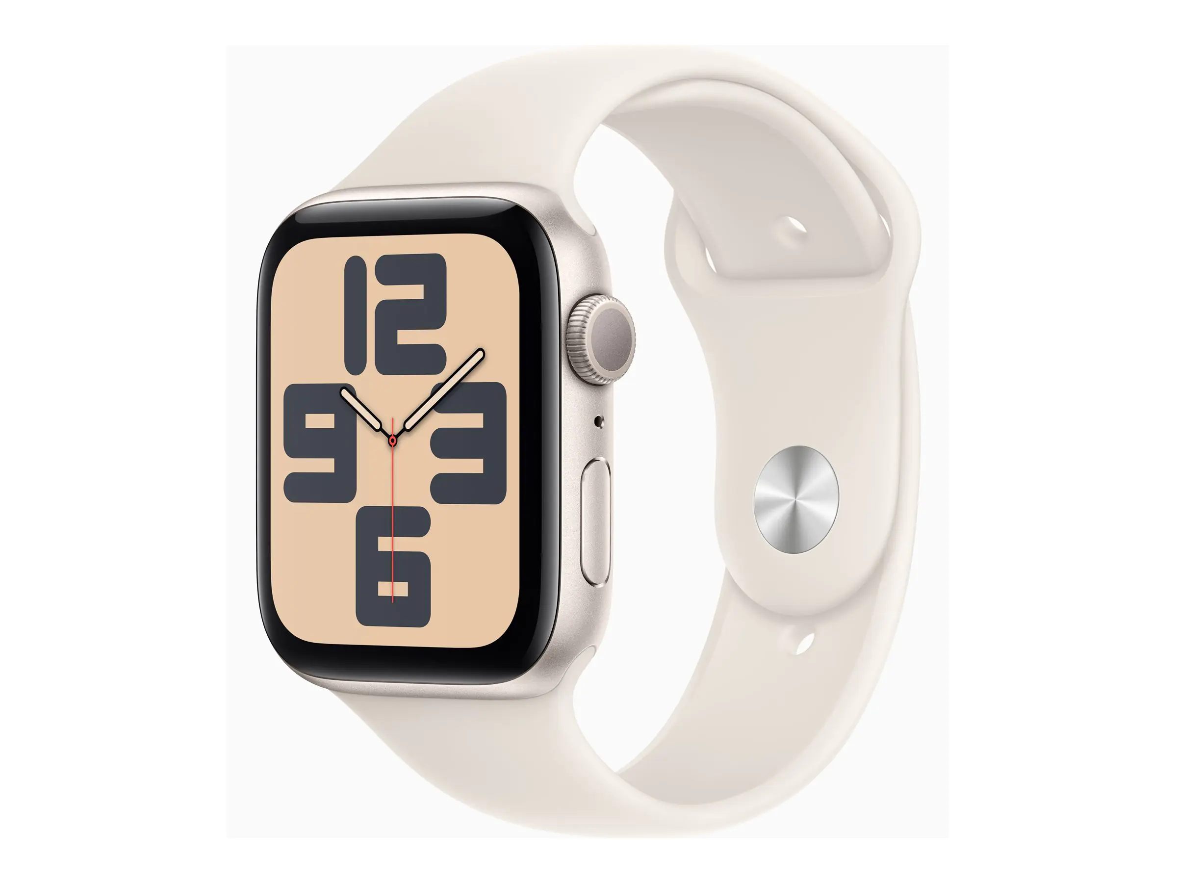 Apple Watch SE (GPS) - 44 mm - Starlight Aluminium - intelligente Uhr mit Sportband - Flouroelastomer - Starlight - Bandgröße: S/M - 32 GB - Wi-Fi 4, Bluetooth - 32.9 g