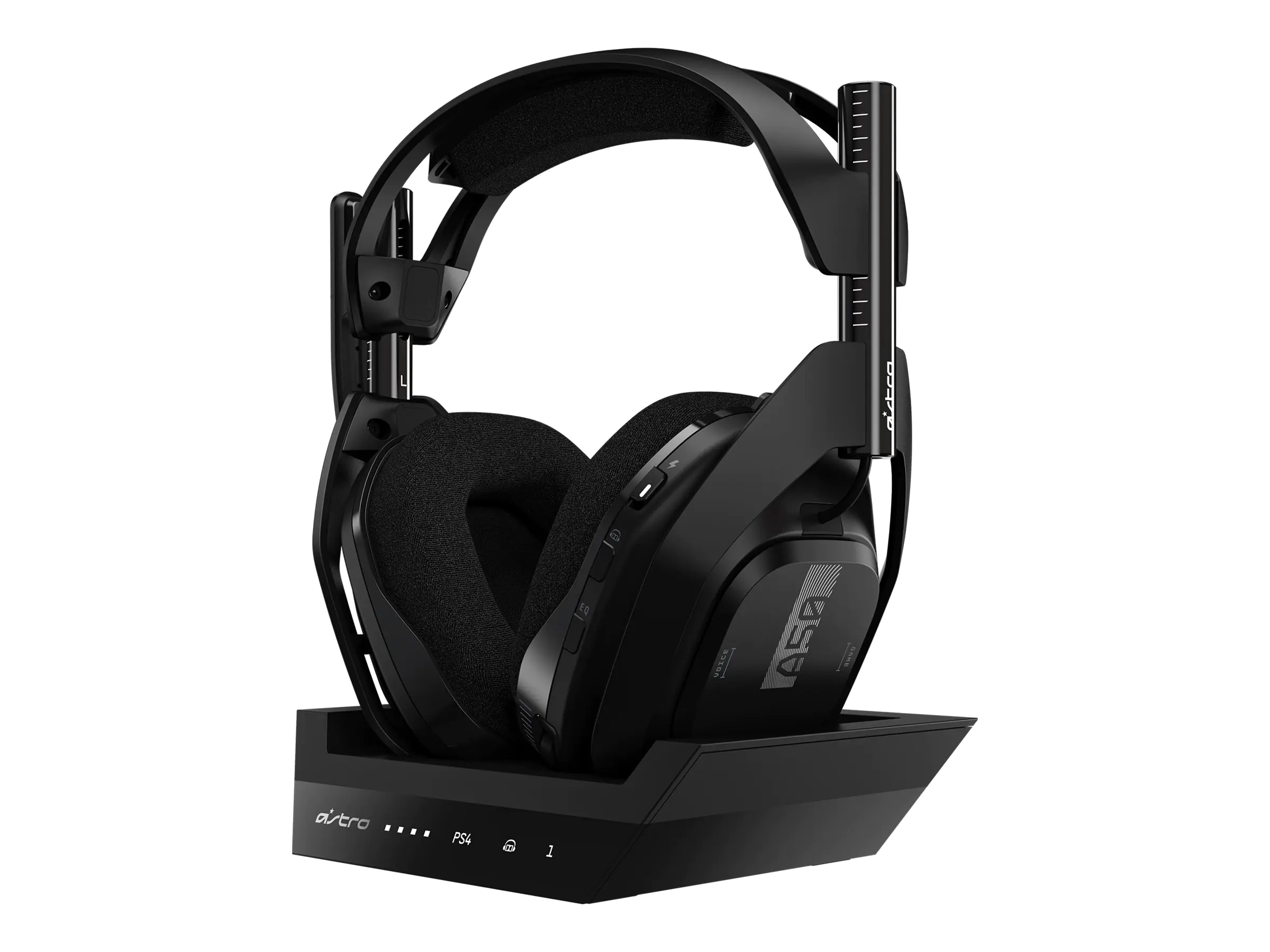 ASTRO A50 + Base Station - For PS4 - Headset - ohrumschließend - 2,4 GHz - kabellos - Grau, Schwarz - mit ASTRO Wireless XB1 5 GHz Basisstations-Transmitter/Ladestation - für Sony PlayStation 4, Sony PlayStation 4 Pro, Sony PlayStation 4 Slim