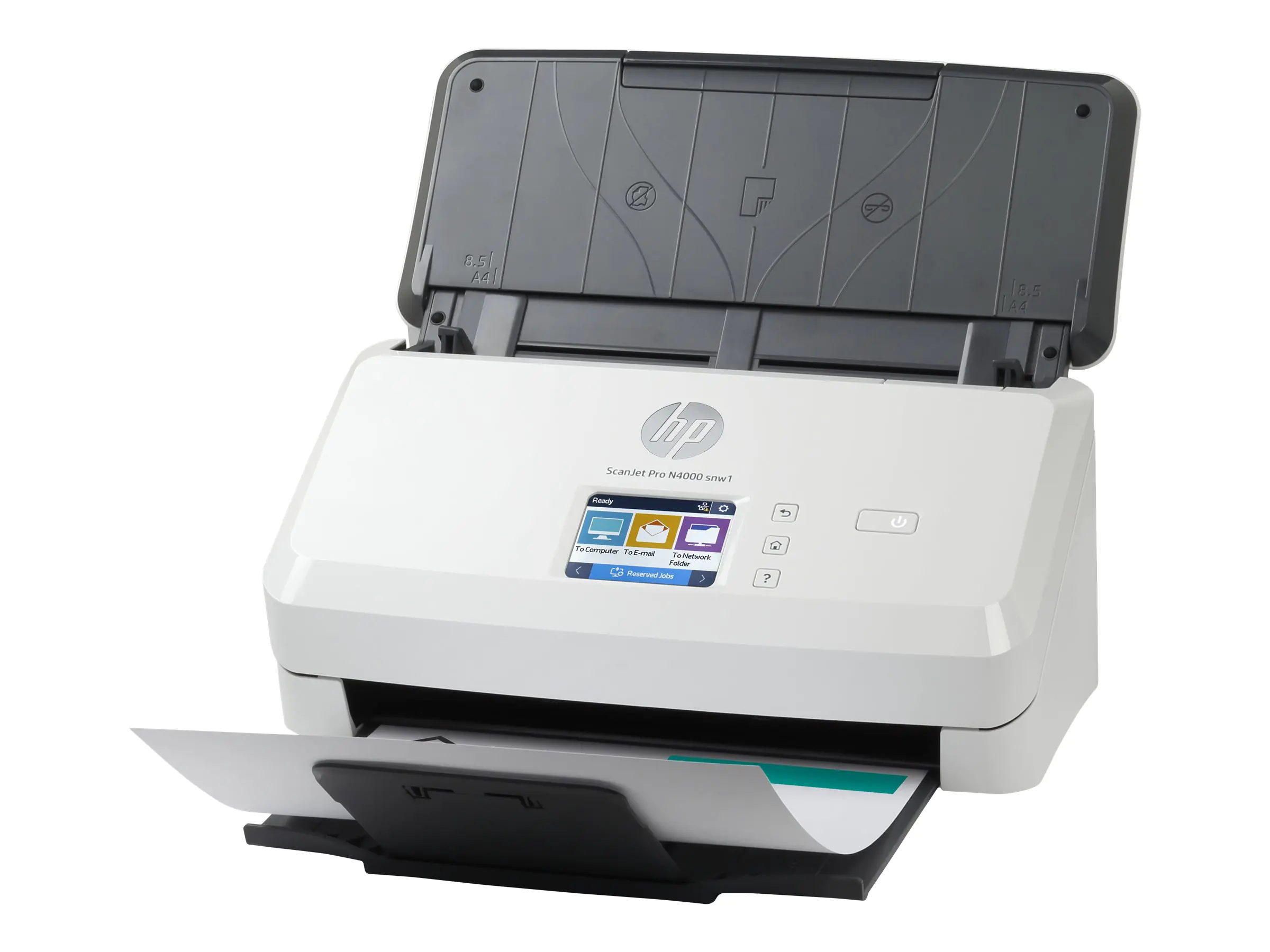 HP Scanjet Pro N4000 snw1 Sheet-feed - Dokumentenscanner - CMOS / CIS - Duplex - 216 x 3100 mm - 600 dpi x 600 dpi - bis zu 40 Seiten/Min. (einfarbig) - automatischer Dokumenteneinzug (50 Blätter) - bis zu 4000 Scanvorgänge/Tag - USB 3.0, LAN, Wi-Fi(n)