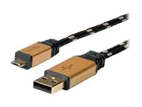Roline - USB-Kabel - Micro-USB Typ B (M) zu USB (M) - USB 2.0 - 0.8 m - Schwarz, Gold