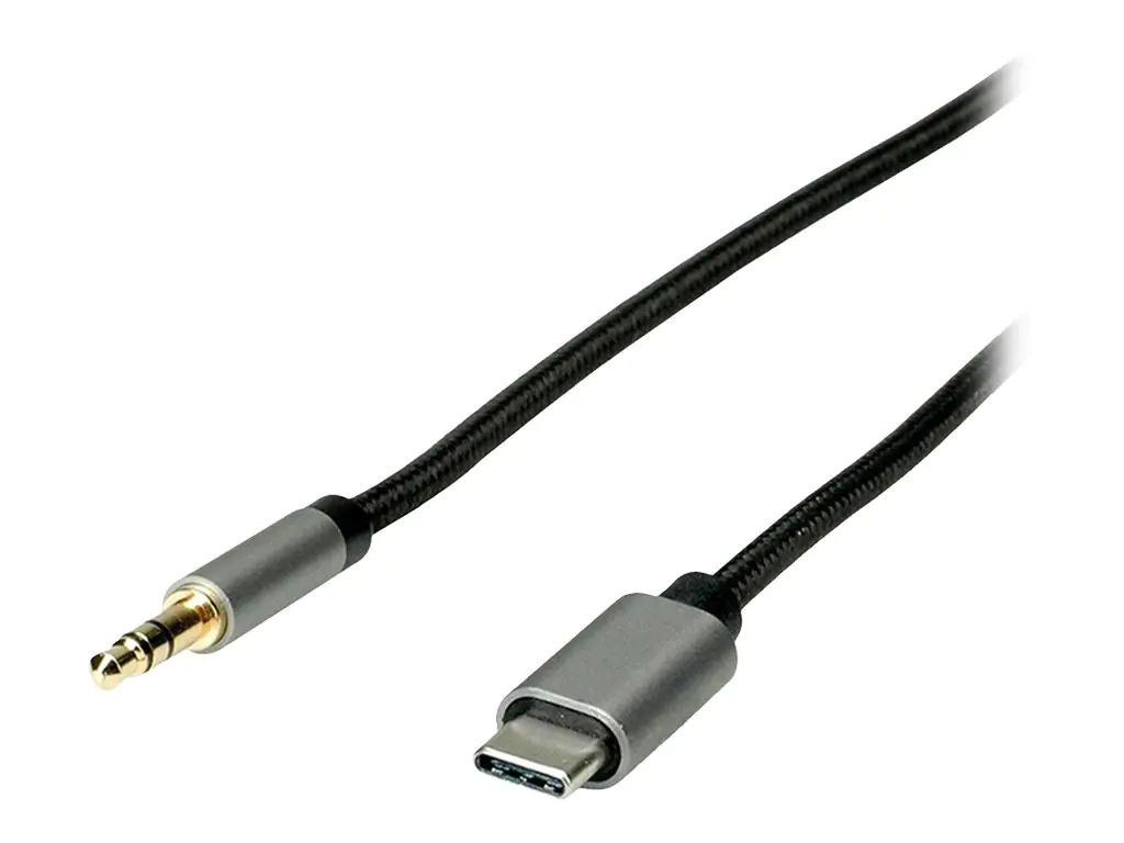 Roline - Adapter USB-C auf Klinkenstecker - 24 pin USB-C männlich umkehrbar zu mini-phone stereo 3.5 mm männlich - 80 cm - Schwarz