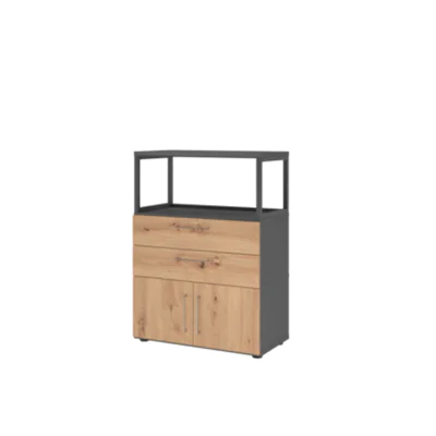 Hammerbacher Regalschrank FlexWall 800 x 1.100 x 417 mm (B x H x T) Flügeltür ohne Rollen Holz