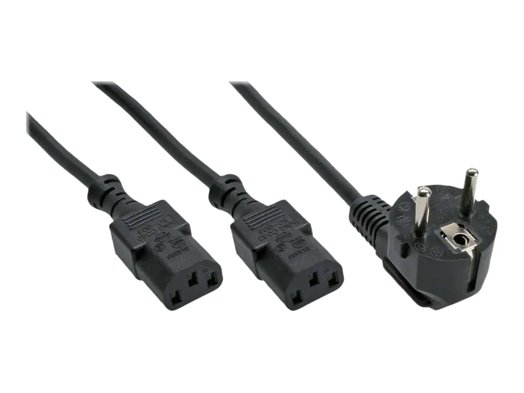 InLine - Netz-Splitter - Typ F (M) zu power IEC 60320 C13 - 3 m - Schwarz - Deutschland