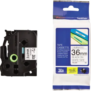 Brother TZe-261 - Selbstklebend - Schwarz auf Weiß - Rolle (3,6 cm x 8 m) 1 Kassette(n) laminiertes Band - für Brother PT-P950; P-Touch PT-3600, 550, 9200, 9600, 9700, 9800, D800, E800, P900, P950