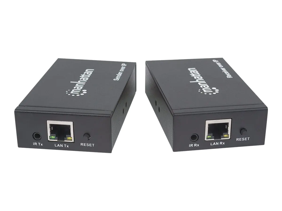Manhattan 1080p HDMI over IP Extender Kit, Extends 1080p Signal up to 120m with a Network Switch and Single Ethernet Cable, IR Support, Black, Three Year Warranty, Box - Sender und Empfänger - Video-/Audio-/Infrarot-Übertrager - HDMI - bis zu 120 m