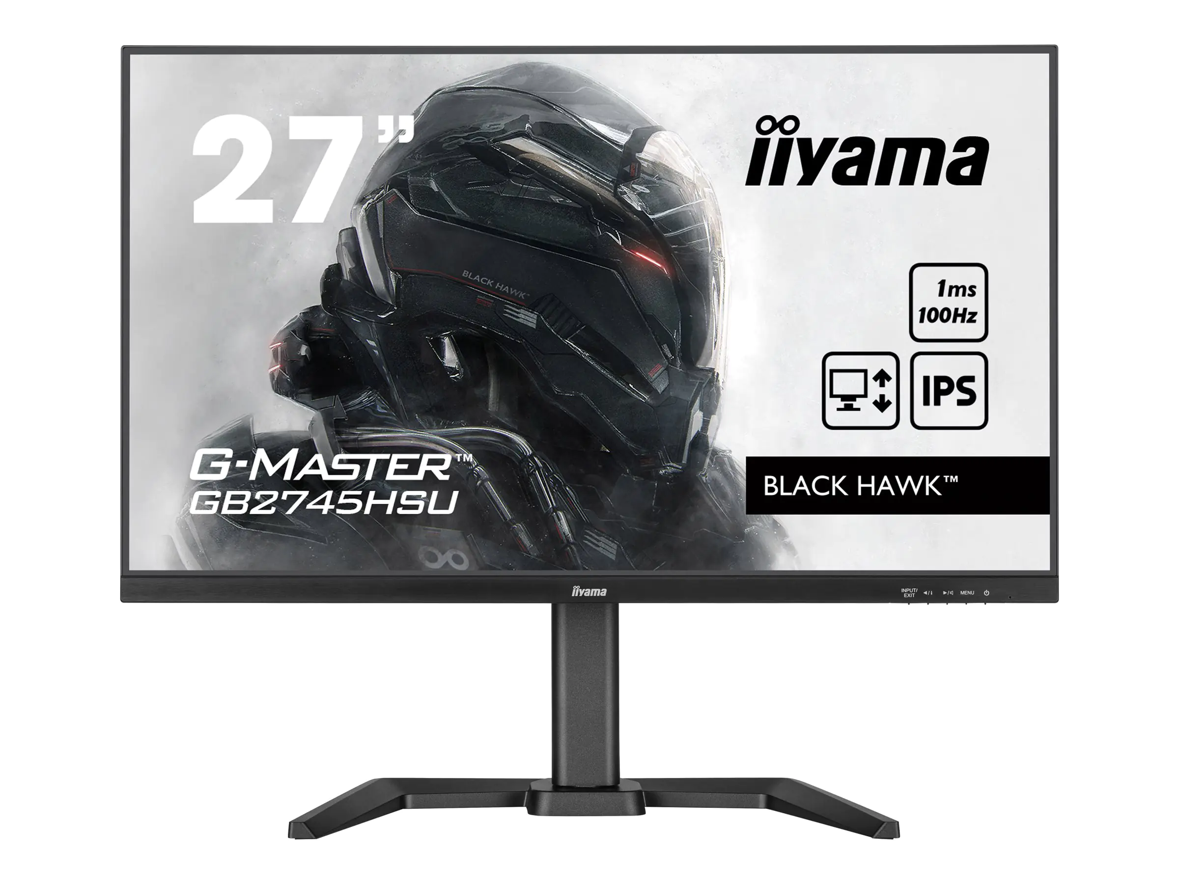 iiyama G-MASTER Black Hawk GB2745QSU-B1 - LED-Monitor - 68.5 cm (27") - 2560 x 1440 QHD @ 100 Hz - IPS - 250 cd/m² - 1300:1 - 1 ms - HDMI, DisplayPort - Lautsprecher - mattschwarz