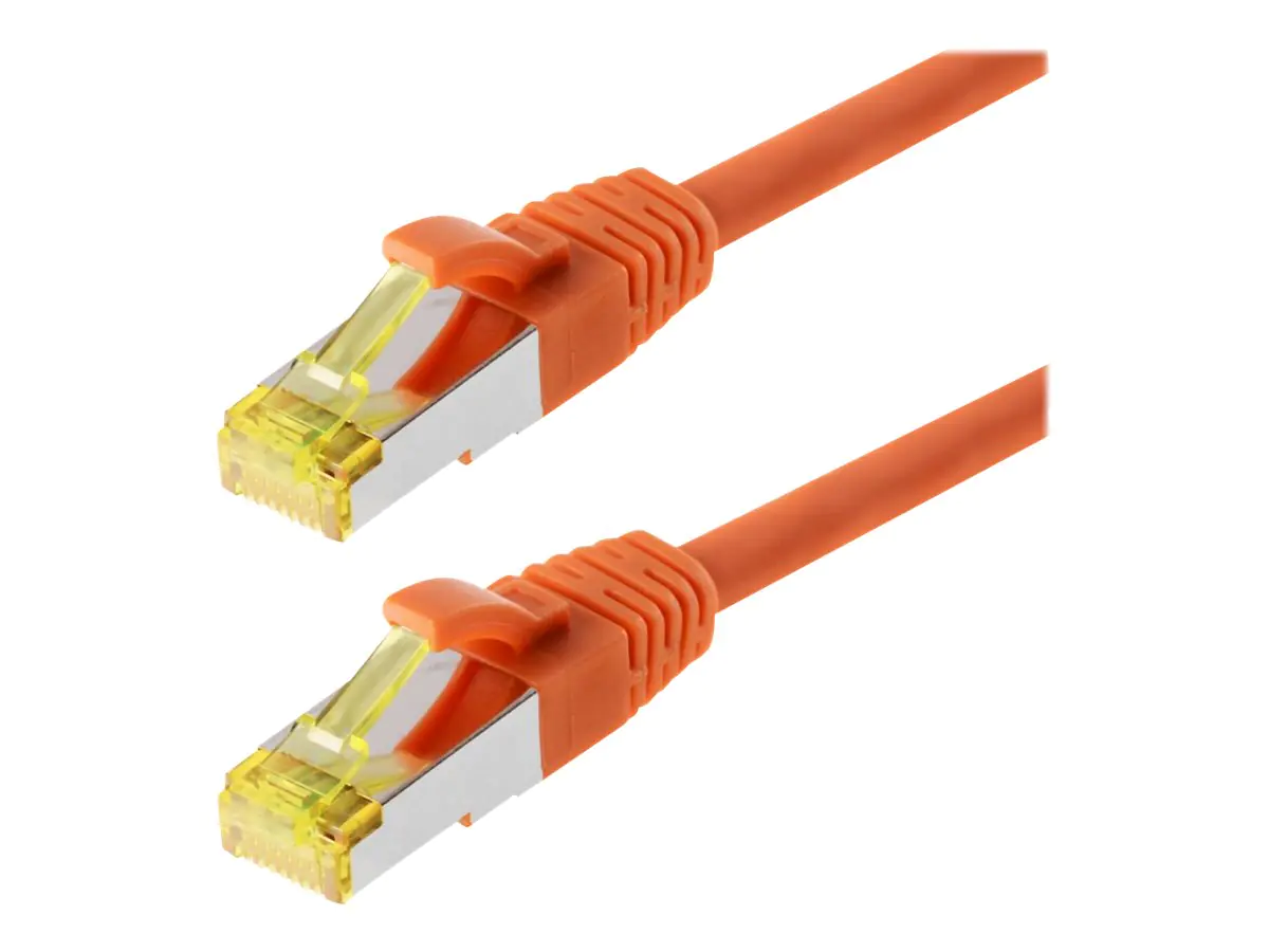 Helos - Patch-Kabel - RJ-45 (M) bis RJ-45 (M) - 1 m - SFTP, PiMF - CAT 6a - halogenfrei, geformt, ohne Haken - orange