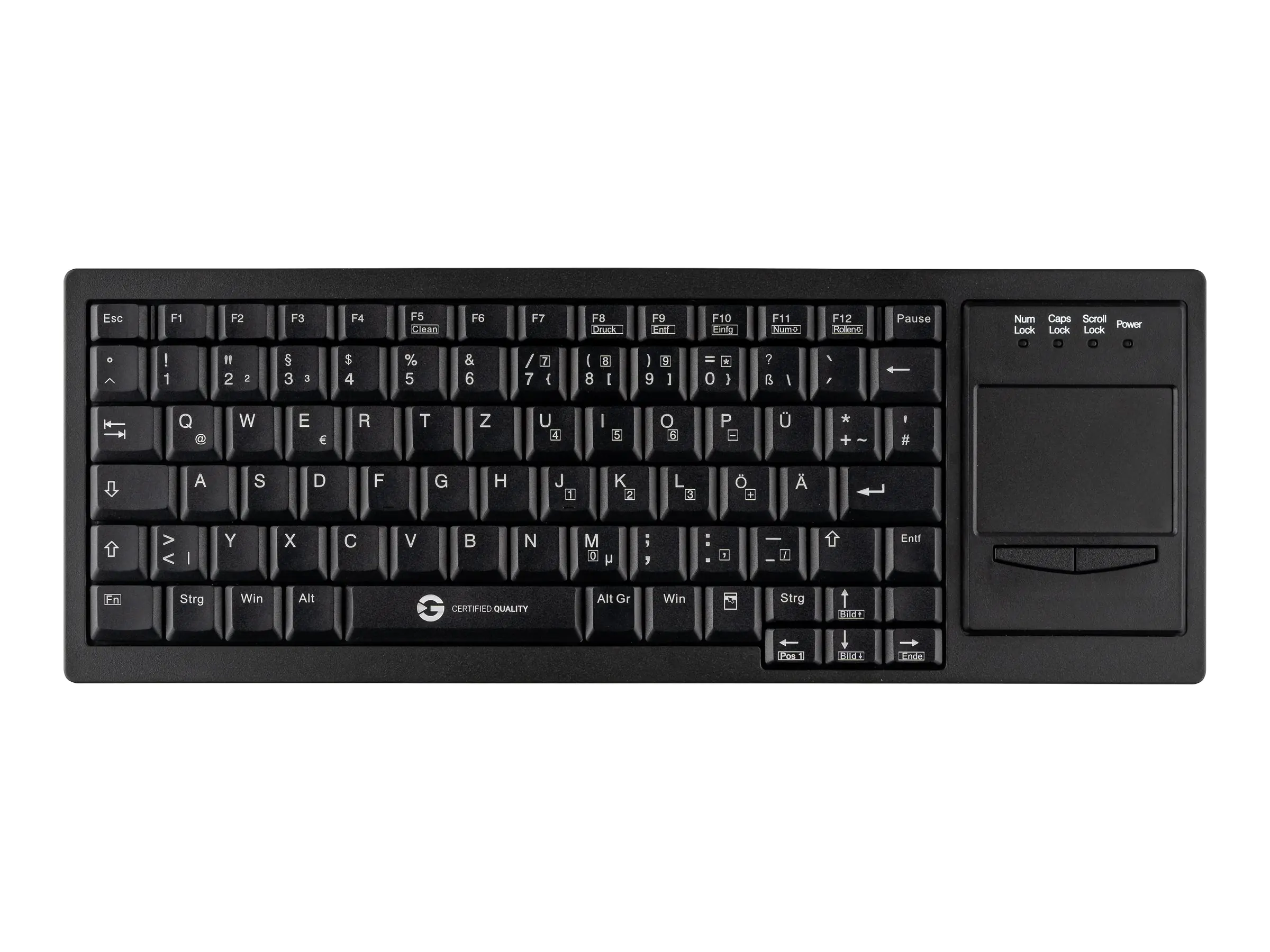 CleanType Xtra Touch - Tastatur - mit Touchpad - USB - QWERTZ - Deutsch - Schwarz