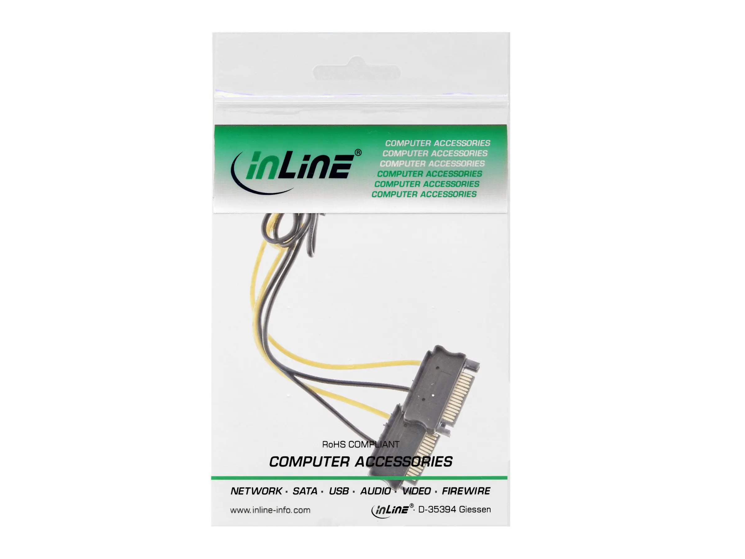 InLine - Netzteil - 8-poliger PCIe Power (M) bis SATA-Stromstecker - 15 cm