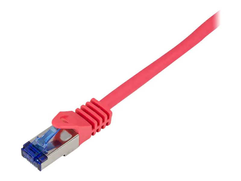 LogiLink Professional Ultraflex - Patch-Kabel - RJ-45 (M) zu RJ-45 (M) - 15 m - 6 mm - S/FTP - CAT 7 (Kabel) / CAT 6a (Anschlüsse) - halogenfrei, geformt, ohne Haken - Rot, RAL 3018