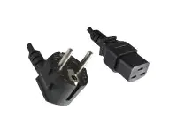 Helos - Stromkabel - power CEE 7/7 (M) gewinkelt zu IEC 60320 C19 gerade - 250 V - 10 A - 1.8 m - Schwarz