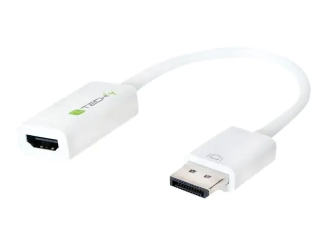 TECHly - Video- / Audio-Adapter - DisplayPort (M) bis HDMI (W) - 15 cm - abgeschirmt - weiß - 4K Unterstützung