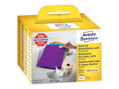 Avery Zweckform Entfernbarer Klebstoff - weiß - 32 x 57 mm 1000 Etikett(en) (1 Rolle(n) AS0722540