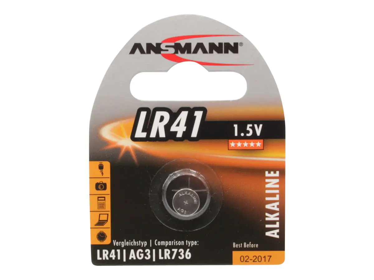 Ansmann Knopfbatterie LR41 1,5V 1er Blister Alkaline 5015332